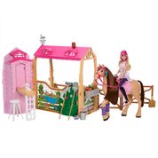 Playset Barbie Boneca Mysteries Estábulo De Cavalos - Mattel HXJ44