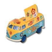 Miniatura Carro Volkswagen Kombi T1 The Hungry Hippie 1/64 Verde Majorette