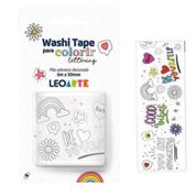 FITA ADESIVA DECORADA WASHI TAPE COLORIR LETTERING - LEOARTE