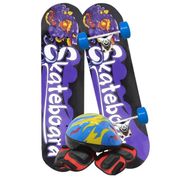 Skate Infantil Estampado Roxo Kit Equipamentos de Proteção