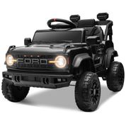 Carro Elétrico Infantil 12V Ford Bronco Raptor com Controle Remoto para Pais, Suspensão nas 4 Rodas, Música via Bluetooth e Luzes LED, Seizeen, Preto