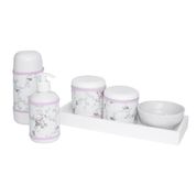 Kit Higiene Slim Branco Garrafa Pequena Capa Rosa Provençal