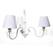 Lustre 3L Cristais 3 Flores P Branco