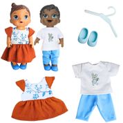 KIT ROUPA BONECA PARA BABY ALIVE - COELHO NA FLORESTA - 5 PÇS