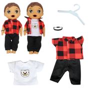 KIT ROUPA BONECA PARA BABY ALIVE - GATO CAIPIRA CHIC - 5 PÇS