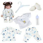 KIT ROUPA BONECA PARA REBORN - PIJAMA ELEFANTE - 6 PÇS