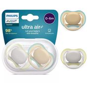 CHUPETA ULTRA AIR DUPLA BRANCA\BEGE - 0-6M - PHILIPS AVENT