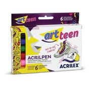 Caneta Para Tecido Acrilpen 6 Cores Art Teen - Acrilex 04416