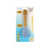 Colher de Bambu e Silicone Azul para bebê Clingo