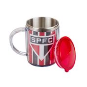 Caneca Térmica Listrada Com Tampa São Paulo 450ml