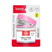 Mini Grampeador 15 Folhas Rosa Blister de 500 Grampos 26/6 Keep - EI176OUT [Reembalado] EI176OUT