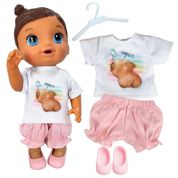 KIT ROUPA BONECA PARA BABY ALIVE - CAPIVARA - 4 PÇS