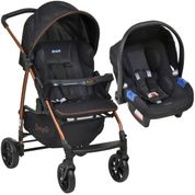 Carrinho de Bebe Para Passeio Até 15Kg Travel System Ecco Burigotto Preto Cobre