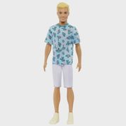 Boneca Barbie Ken Fashion Loiro De Camiseta Azul Ed 2023