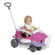 Carrinho Avião de Passeio e Pedal Bebe Aeroh Rosa Calesita 1034