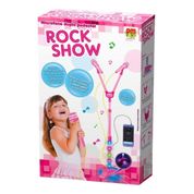 Rosa Rock Show Microfone Duplo Pedestal Infantil - DM Toys D