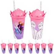 Kit 10 Copos Frozen Anna Elsa de Coroa Lembrancinhas Sacola Surpresa Aniversário