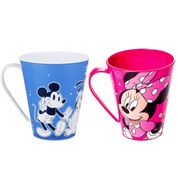 Kit com 2 Canecas Infantil Mickey e Minnie Rosa Infantil Copo Suco Café Refrigerante