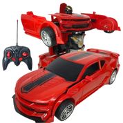 Carro de Controle Remoto Camaro Vermelho Transforma em Robô Transformers 1:18 Brinquedo