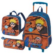 Kit Mochila Rodinhas Lancheira e Estojo NARUTO KURAMA