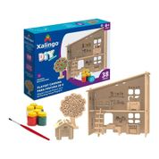 Kit Casinha 3D para Pintura 38 peças - Brinquedo Educativo Xalingo