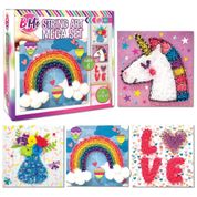 BMe Kit Faça Você Mesmo DIY 4 Quadros Tema Unicórnio em Linhas, Idade Recomendada 6 ou mais, CREATIVE KIDS, Rosa