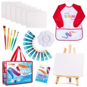 Kit de Pintura Conjunto Artístico com 27 Peças, Inclui 12 Tintas, LOOMINI, Marrom