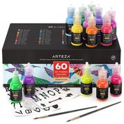 Kit de Tinta Acrílica 3D Profissional Permanente com 60 Cores, ARTEZA