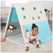 Cabana Interativa Infantil com Projetor LED de Estrelas, Tapeta Acolchoado e Porta Livros para Crianças de 3 a 8 Anos, LITTLE TIKES 658884EUC, Azul