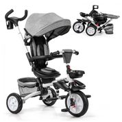 Triciclo Infantil para Passeio com Assento Ajustável 7 Estágios, Idade Recomendada 1 a 5 Anos, BABY JOY, Cinza