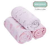 Cueiro Flanelado Estampado Rosa 80x60Cm Com 3 Pçs