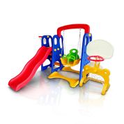 Playground Infantil 5 em 1 Escorregador Balanço Cesta Basquete Gol Brinquedo Importado