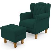 Poltrona de Amamentação Yara P02 Com Puff Paris Luis Xv L02 Bouclê Verde - Lyam Decor