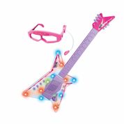 Guitarra Infantil com Óculos e Mic - Rock Show - Rosa - DM Toys