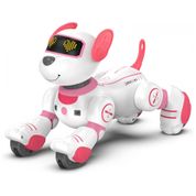 Cachorro Robô Interativo e Programável com Controle Remoto para Crianças de 3 a 8 Anos, SONOMO, Rosa e Branco