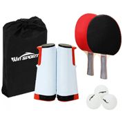 Kit de Ping Pong com Mesa Portátil, 2 Raquetes, 3 Bolas e Estojo Compacto, WIN SPORTS, Preto