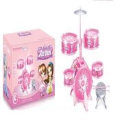 BATERIA MUSICAL INFANTIL ROSA ROCKY GIRL COMPLETA BANQUETA PEDAL ESTILO PROFISSIONAL