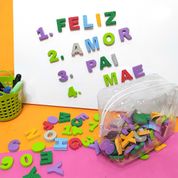 Alfabeto Magnético Infantil 88 Letras em Eva com Imã e 30 números para Geladeira e Lousas Imantadas