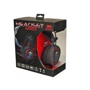 Fone De Ouvido Gamer Knup Kp-401 Preto Vermelho Com Luz Led