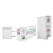 Quarto Infantil Berço Cantoneira Guarda Roupa Cômoda Branco