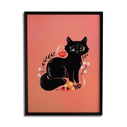 Quadro Decorativo Gato Preto By Fe Sponchi - Beek