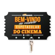 Porta Chaves 21x12cm Cinema com Rapadura - Mundo espetacular do cinema (PRETO)