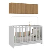 Berço 3 Em 1 Com Armário Aéreo 4 Portas Mp4140 Branco-rustic Branco-rustic