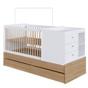 Berço Cama Multifuncional Com Gavetoes Bb024 Aveiro Oak Branco Comm Aveiro Oak Branco