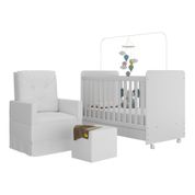 Berço Americano 3x1 Com Colchão, Poltrona Amamentação E Puff Bambino Multimóveis Mp4107 Branco Branco