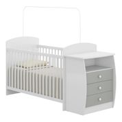 Berço Cômoda Com Colchão Incluso Colinho De Mãe Multimóveis Fg2951 Branco/cinza