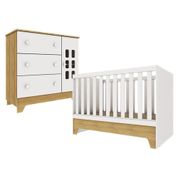 Berço Americano Mini Cama Com Cômoda Infantil Malu Branco Acetinado Bétula - Carolina