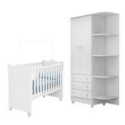 Quarto Para Bebê Com Guarda Roupa Berço Doce Sonho Branco