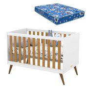 Berço Americano Retro Gold Branco Freijó Eco Wood Com Colchão Ortobom - Matic