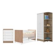 Quarto Infantil Berço Mini Cama Americano Carvalho/Branco